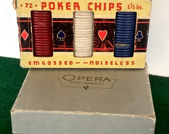 173 Assorted Vintage Poker Chips / 74 X V-B Embossed Fleur De Lis