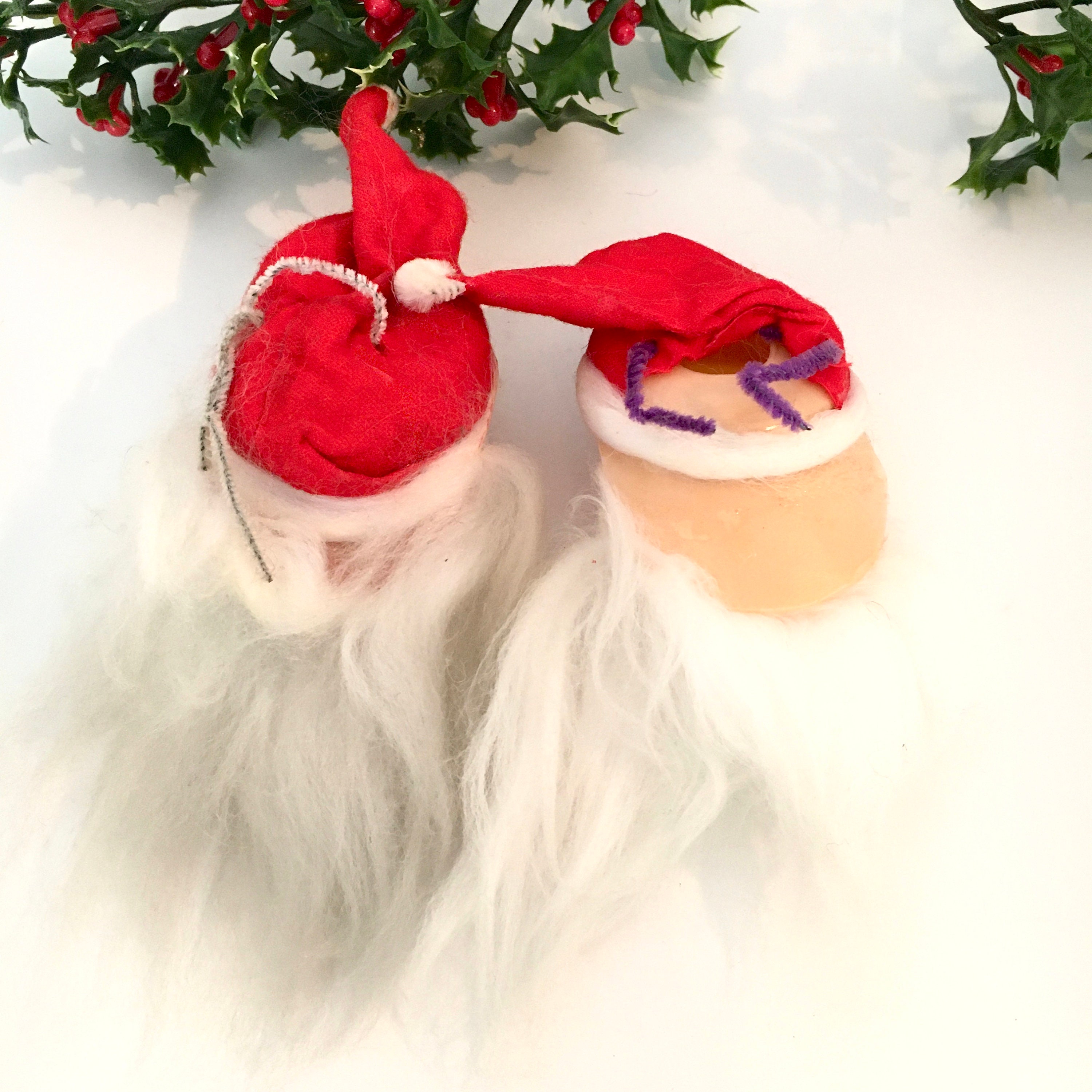 Vintage Japan Santa Face Ornaments / Santa Head Christmas Tree