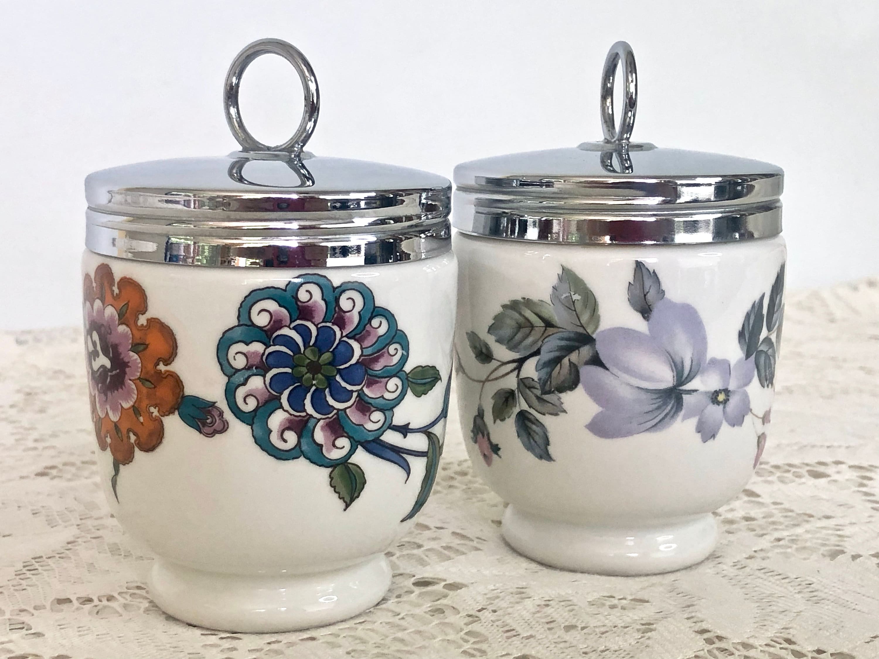 2 Vintage King Size Royal Worcester Porcelain Egg Coddlers With