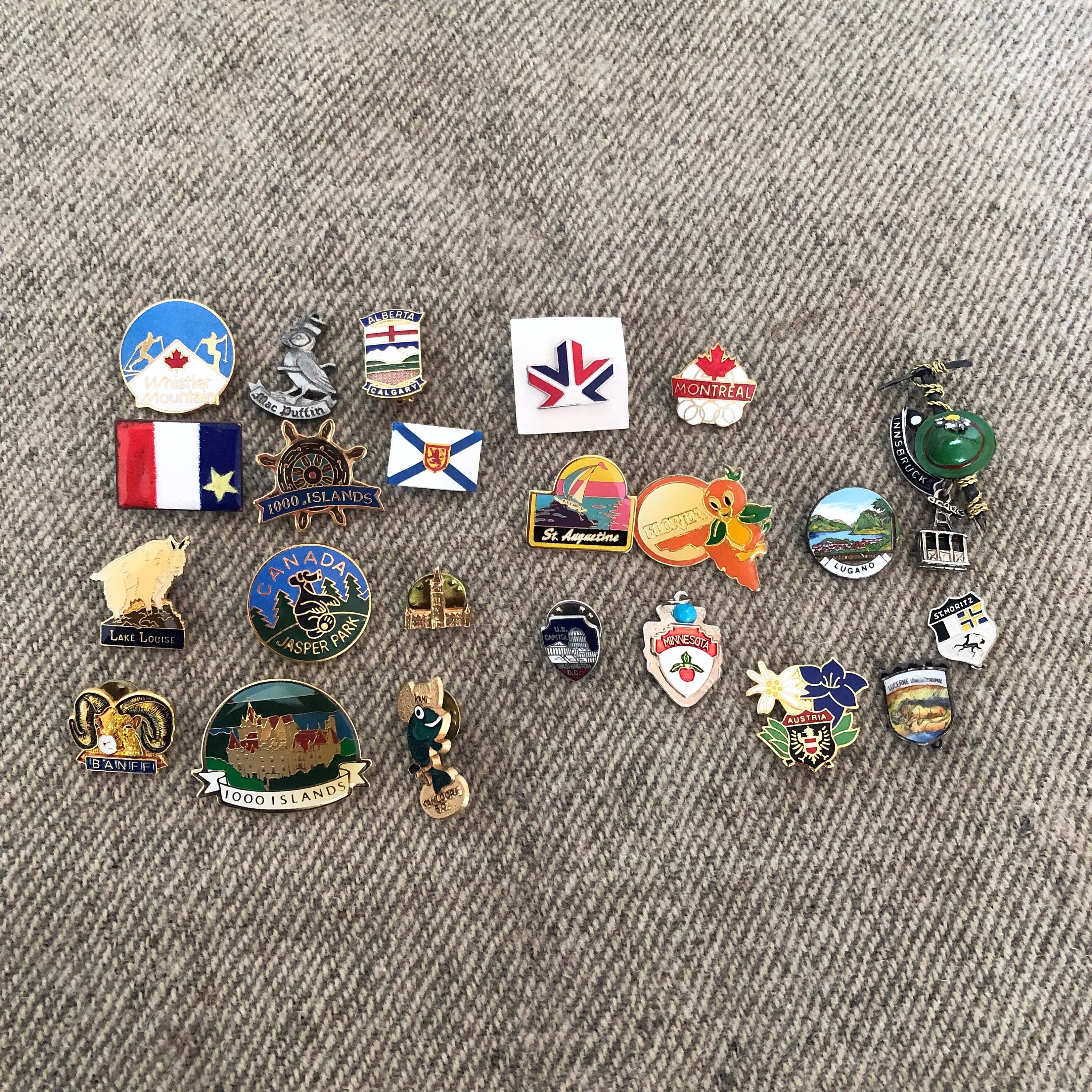 Souvenir Lapel Pins / Canadian, US & European Collectible Travel