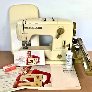 Clean + Working 1965 BERNINA 730 Record Sewing Machine with Case, Accessories & Extras / Tested Vintage Mechanical Workhorse / Ready to Sew