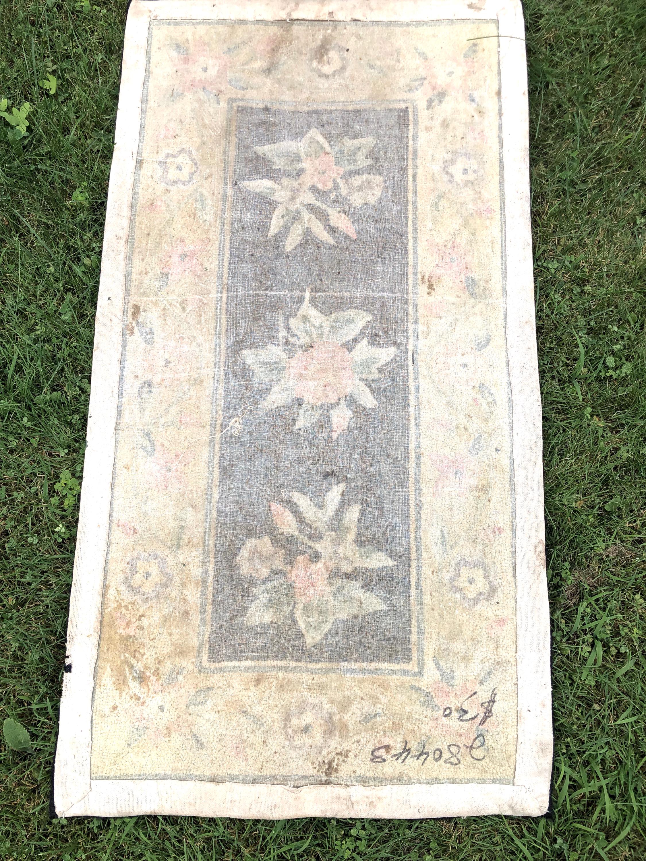 Rustic Rug Hooking Traditional Hand Hooked Rug / Vintage Floral Folk Art Rug Hooking ...