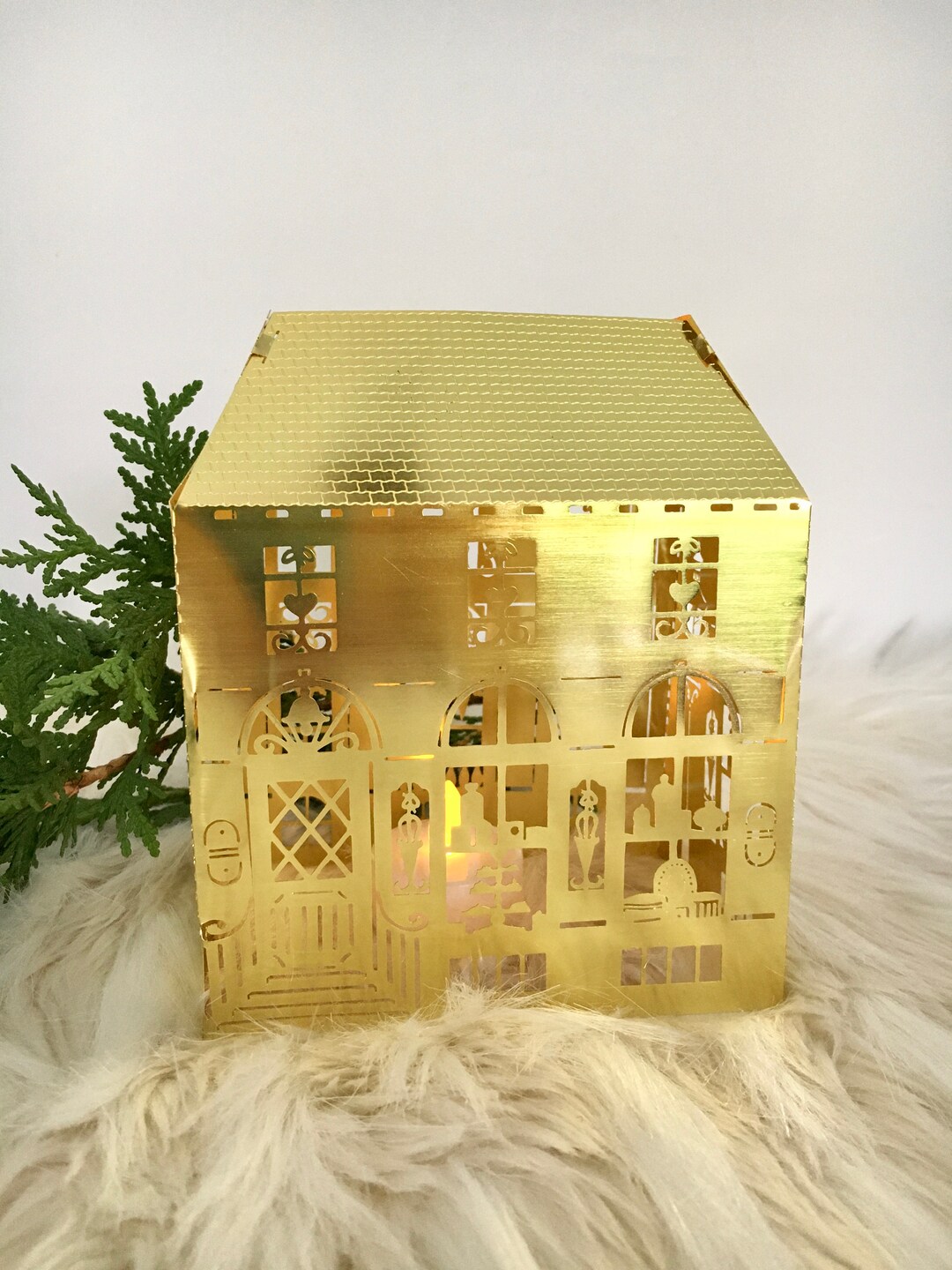 Vintage Julehuset Brass Tea Light House / Jette Frölich Design