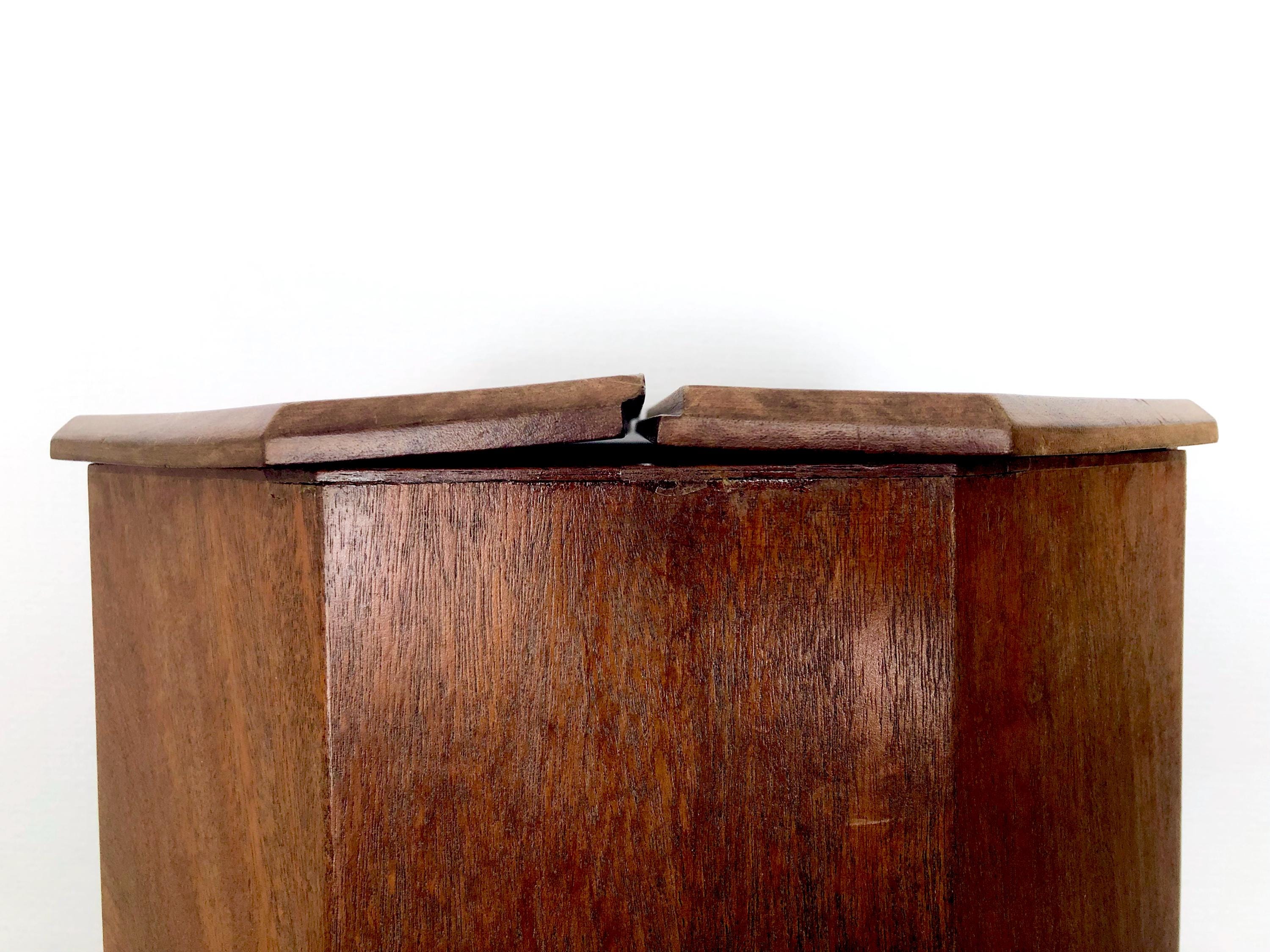 Beautiful Antique Octagonal Pedestal Sewing Box With Removable