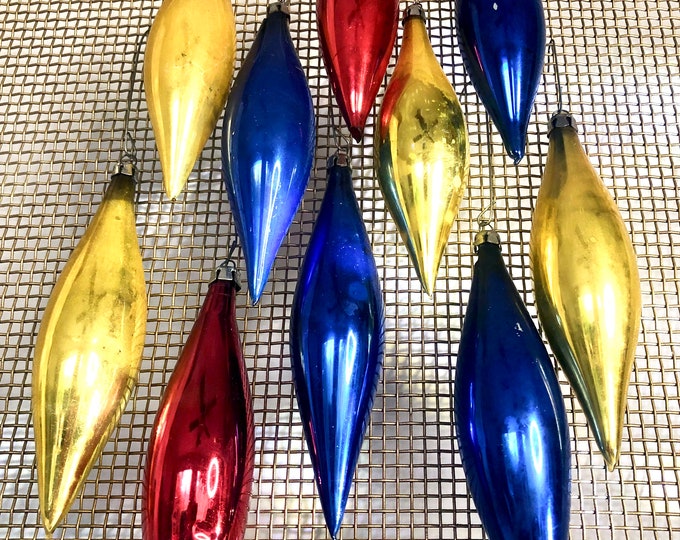 10 Teardrop Christmas Ornaments / Primary Colors Icicle Drop Etsy