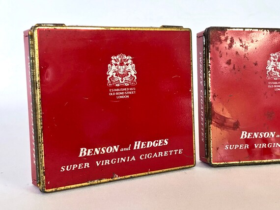 benson and hedges super virginia cigarette tin 3 X 40s - 50s Vintage Benson and Hedges Super Virginia Cigarette Tin Cases  / Empty Cigarettetin Box / Tobacciana / Old Bond Street, London
