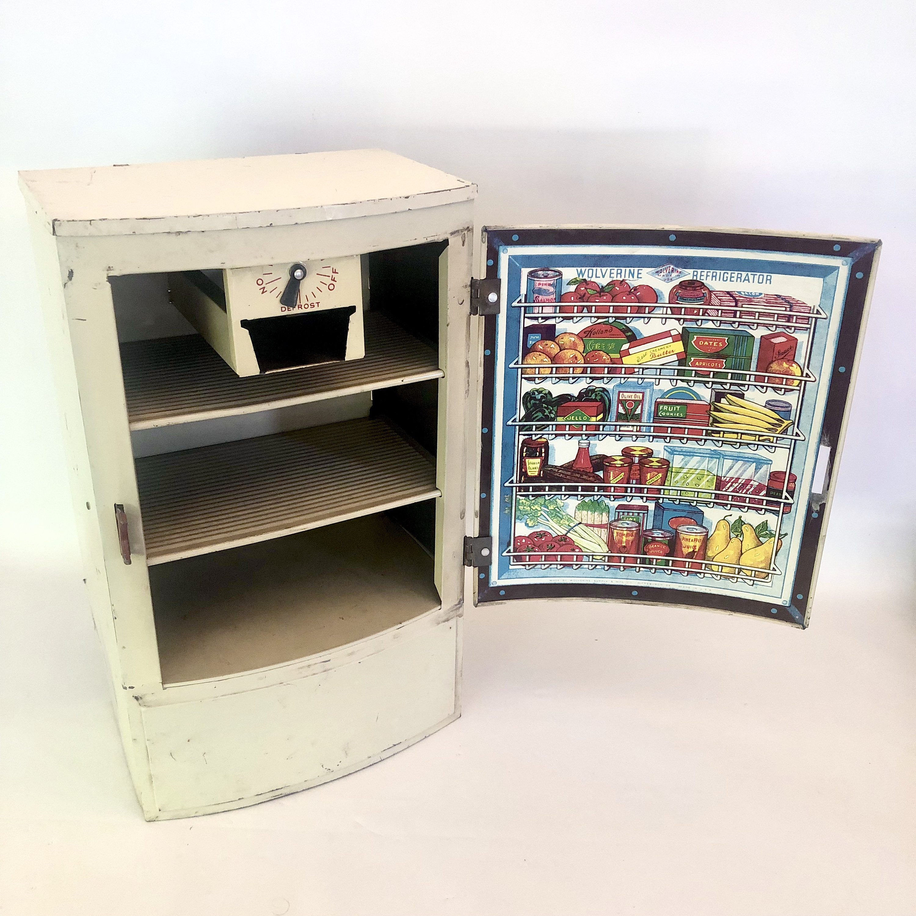 【1950s USA vintage】WOLVERINE TOYS キッチン Vintage Wolverine 1950s Tin Litho Toy Kitchen Set Fridge