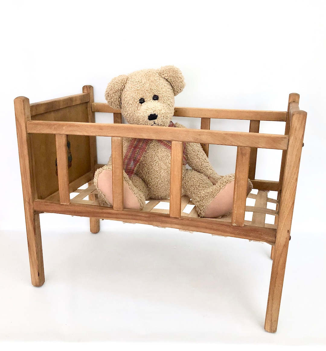 Vintage Wood TOY Doll Crib With Decals Baby Doll Bed Retro Doll Cradle 60 s Doll Furniture Nursery Decor Fits 17 Doll Etsy Canada
