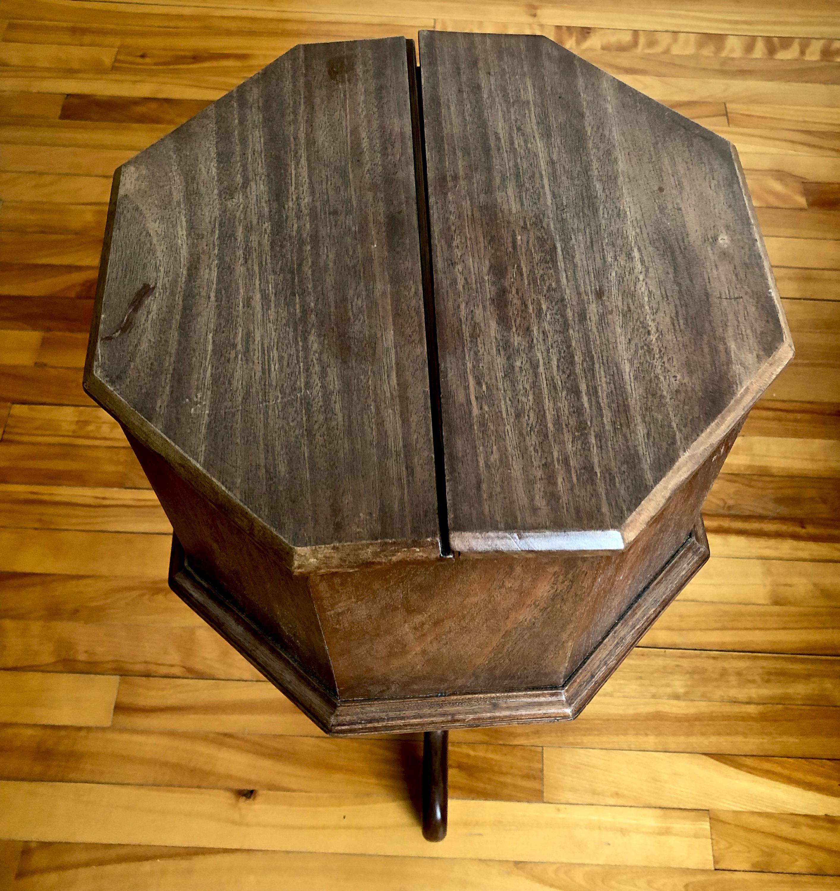 さえこ　ギデルチェスト Beautiful Antique Octagonal Pedestal Sewing Box With Removable