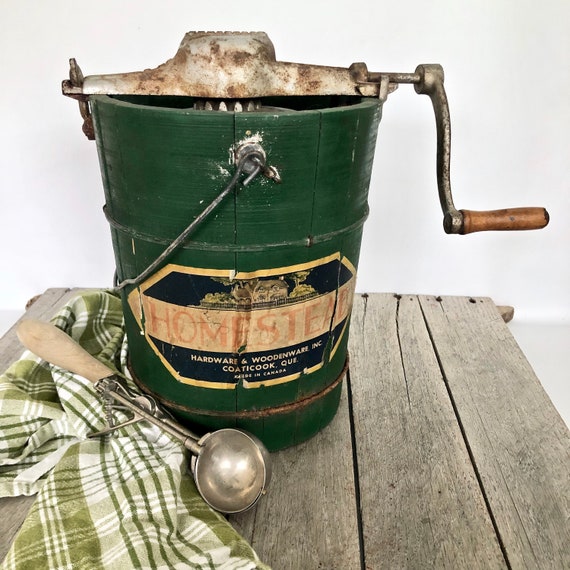 Green Homestead 2 QT. Ice Cream Freezer Homestead Hardware Woodenware Manual Hand Crank Ice Cream Maker Coaticook Quebec Canada Etsy Canada