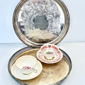 ヴィンテージ シルバープレート製 丸型 小型ギャラリートレイ 直径30cm Primrose E.P. Brass Primrose Ep Brass - Etsy