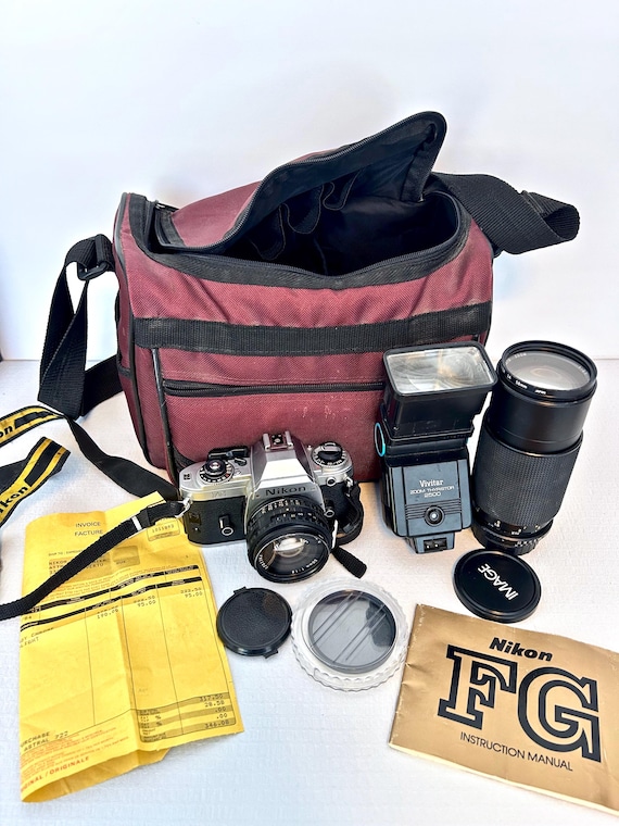 Vintage Nikon FG 35mm SLR Film Camera Kit (c 1980s) / 50mm + 70