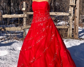 red bridesmaid dresses for sale Chicsew Burgundy Sexy Chic Silky Mismatched Side Split Mermaid Satin Red Bridesmaid Dresses Sale/Mix and Match Red Bridesmaid Dresses, Burgundy/B main image 1