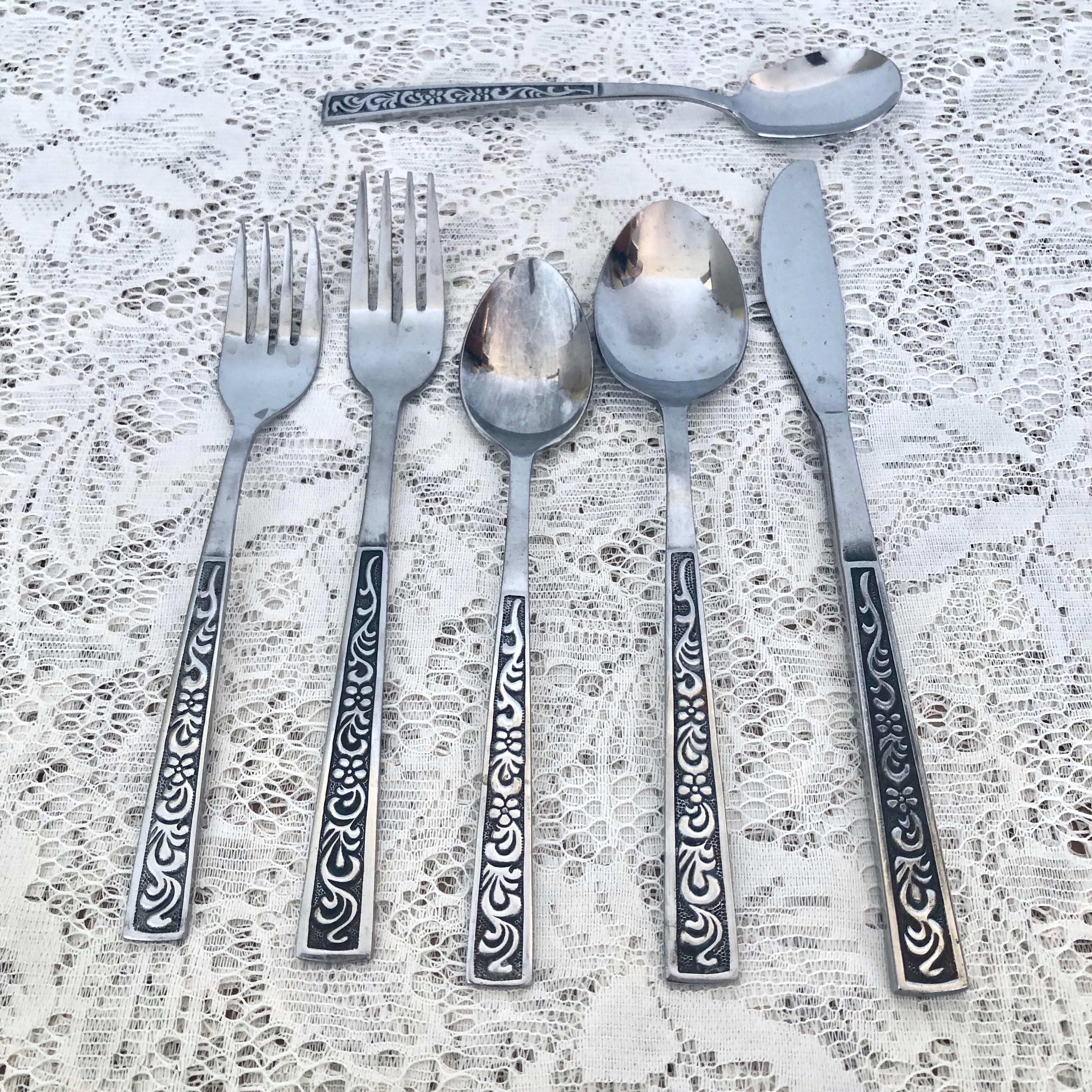 Yamazaki REGALIA Stainless Steel 18/8 Flatware – Glossy Diagonal Lines, Set Of 5, Made In Japan