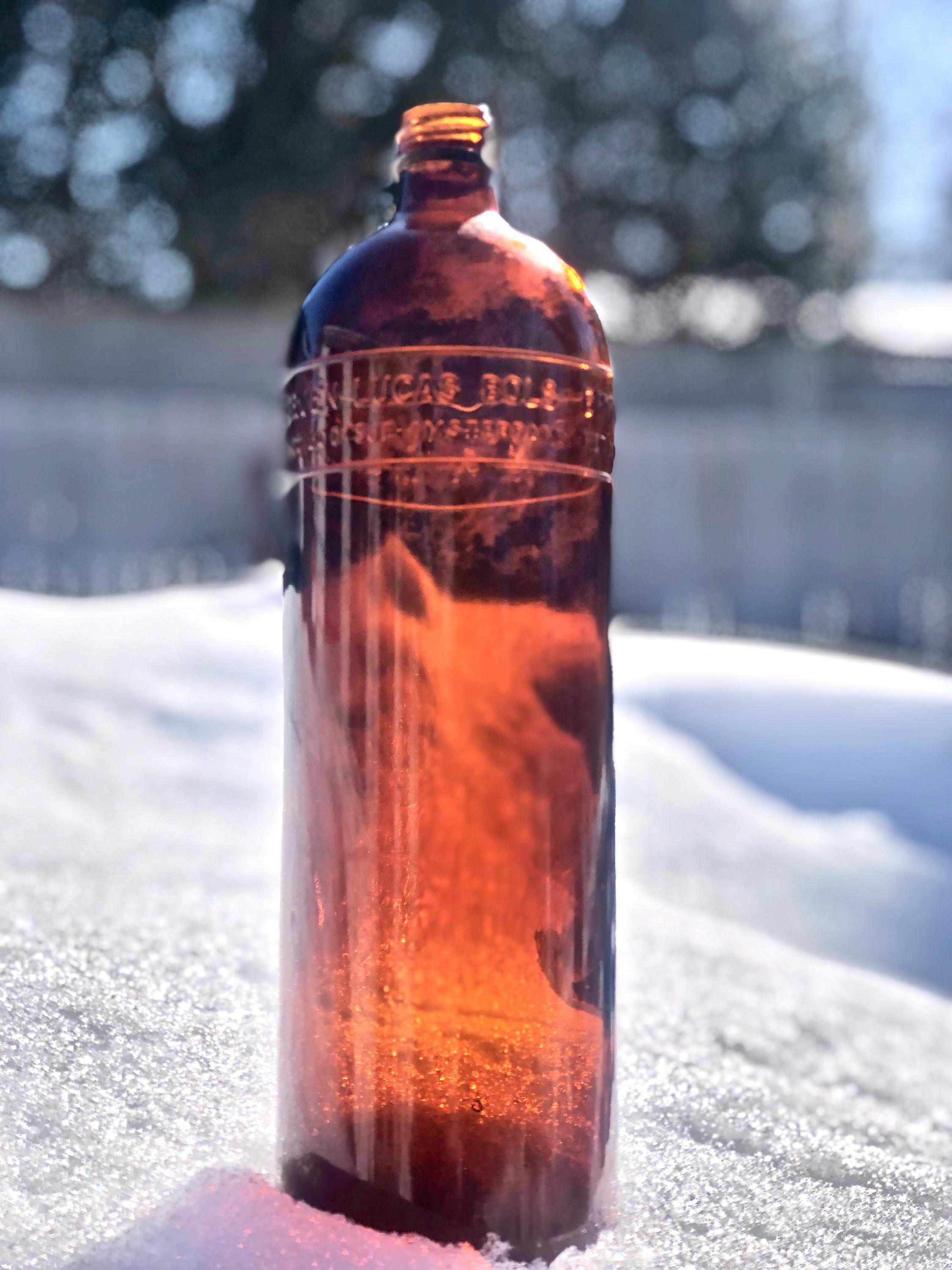 Vintage Erven Lucas Bols Genever Bottle / Mid Century Amber Glass