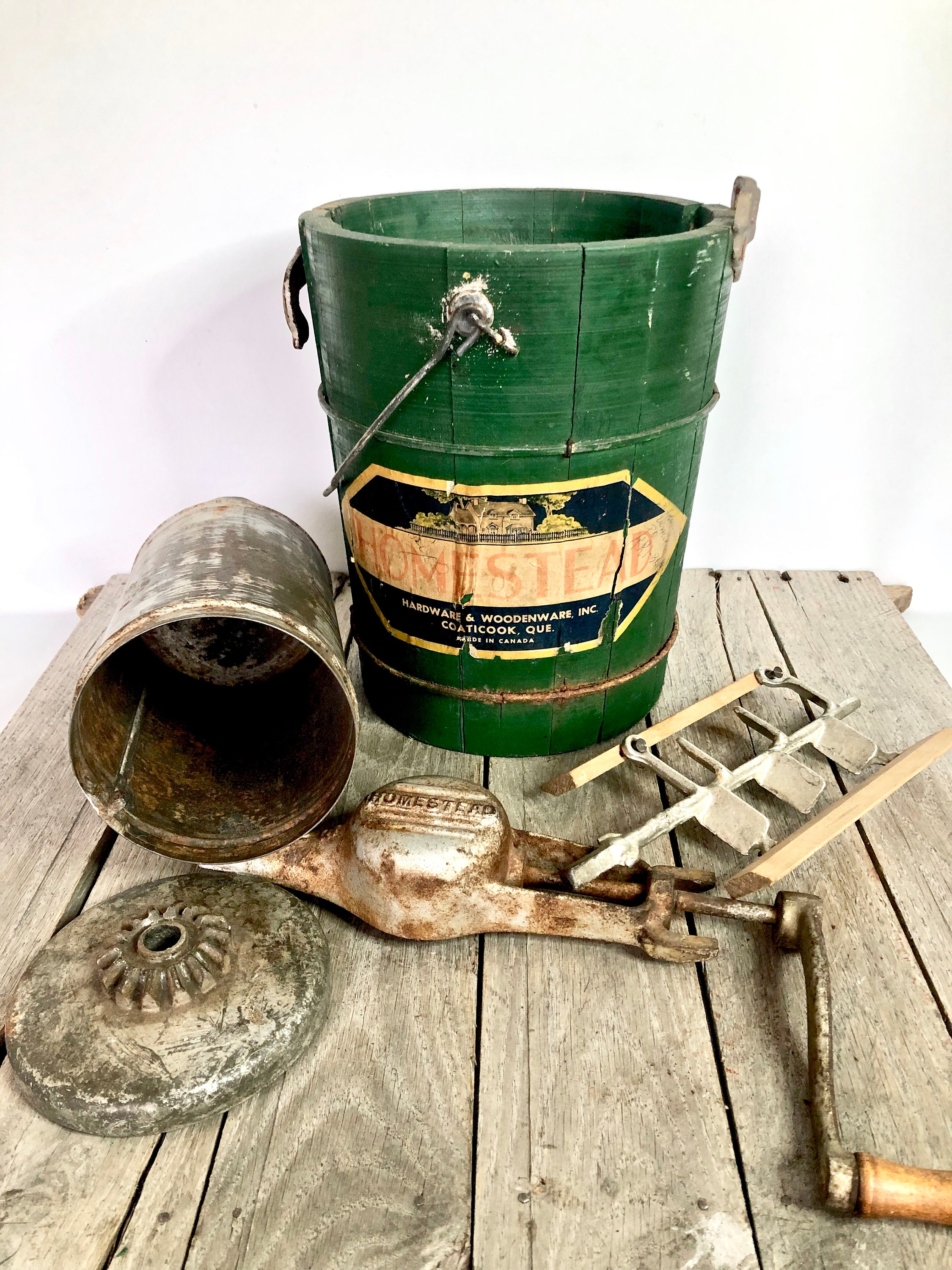 Green Homestead 2 QT. Ice Cream Freezer Homestead Hardware Woodenware Manual Hand Crank Ice Cream Maker Coaticook Quebec Canada Etsy