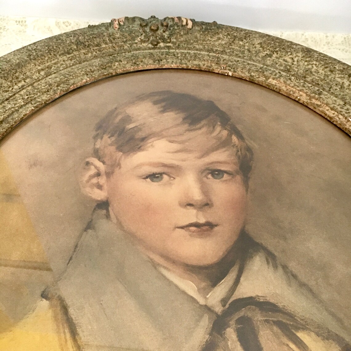 LARGE Antique Oval Frame / Victorian Frame With Print of Boy / Etsy