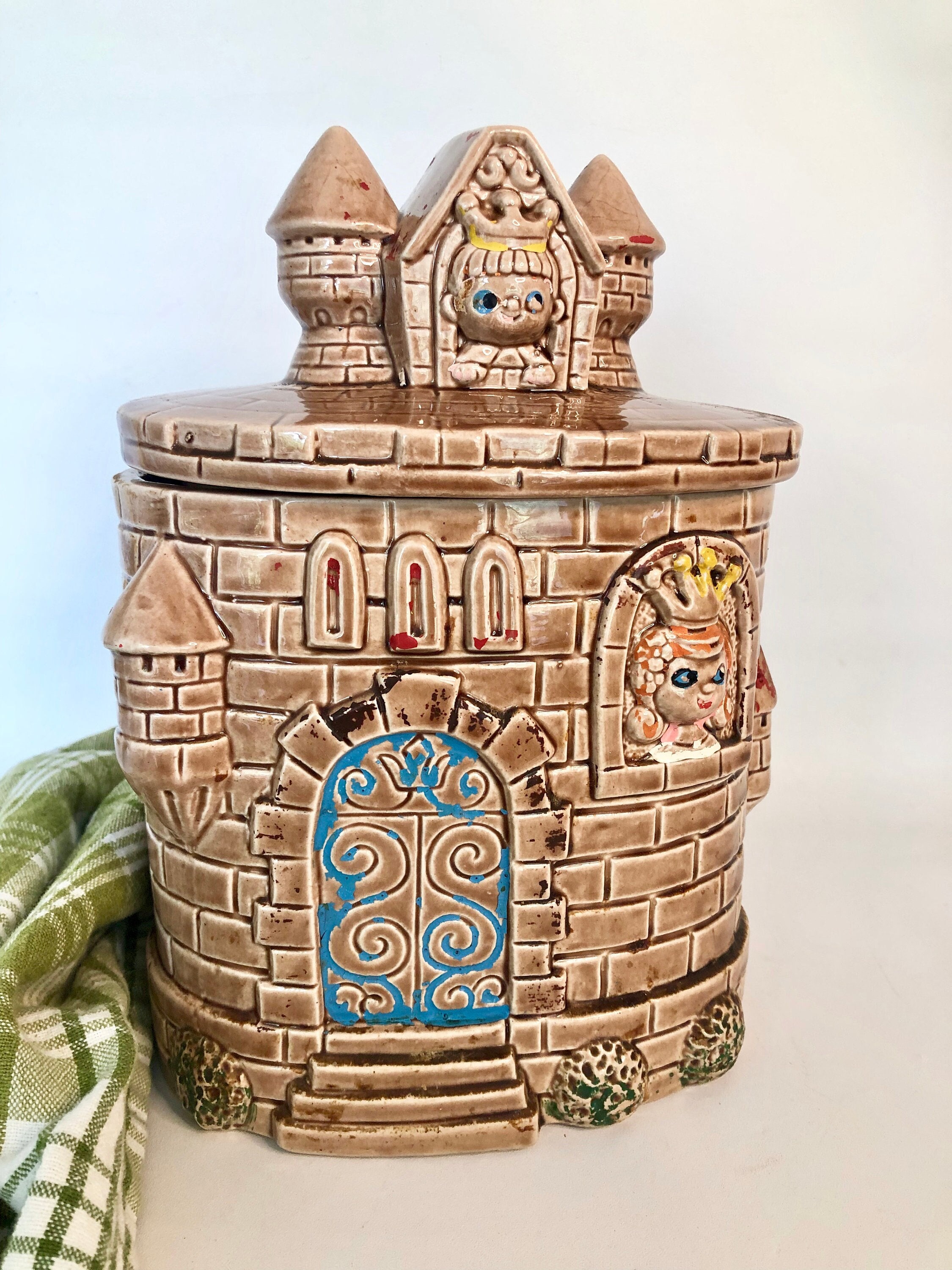MCM Castle Cookie Jar With Prince & Princess / Vintage King and
