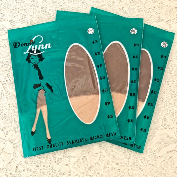 ONE Pair Vintage Donna Lynn Seamless Stockings / Size 9.5 / 1950s Garter Nylons / Vintage Thigh High Hosiery / Lingerie / Retro Burlesque