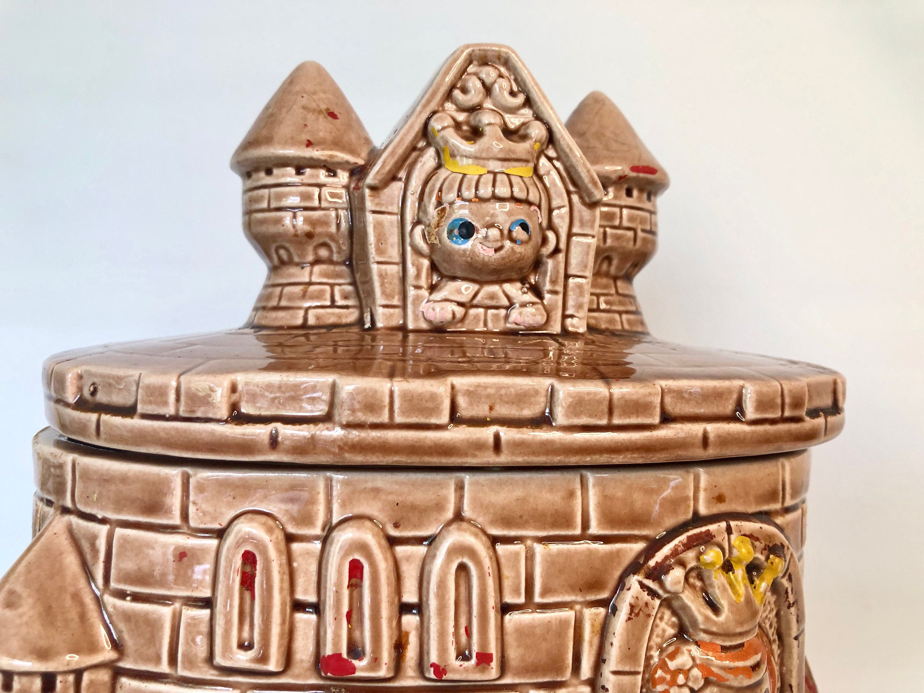 MCM Castle Cookie Jar With Prince & Princess / Vintage King and