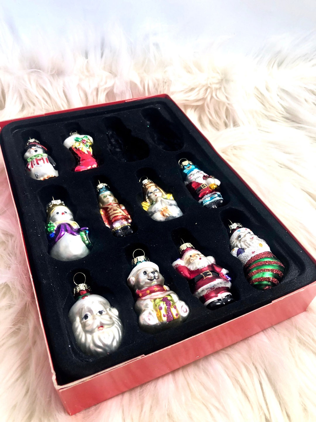 Set Retired Avon Holiday Glass Ornaments / Avon Ornament