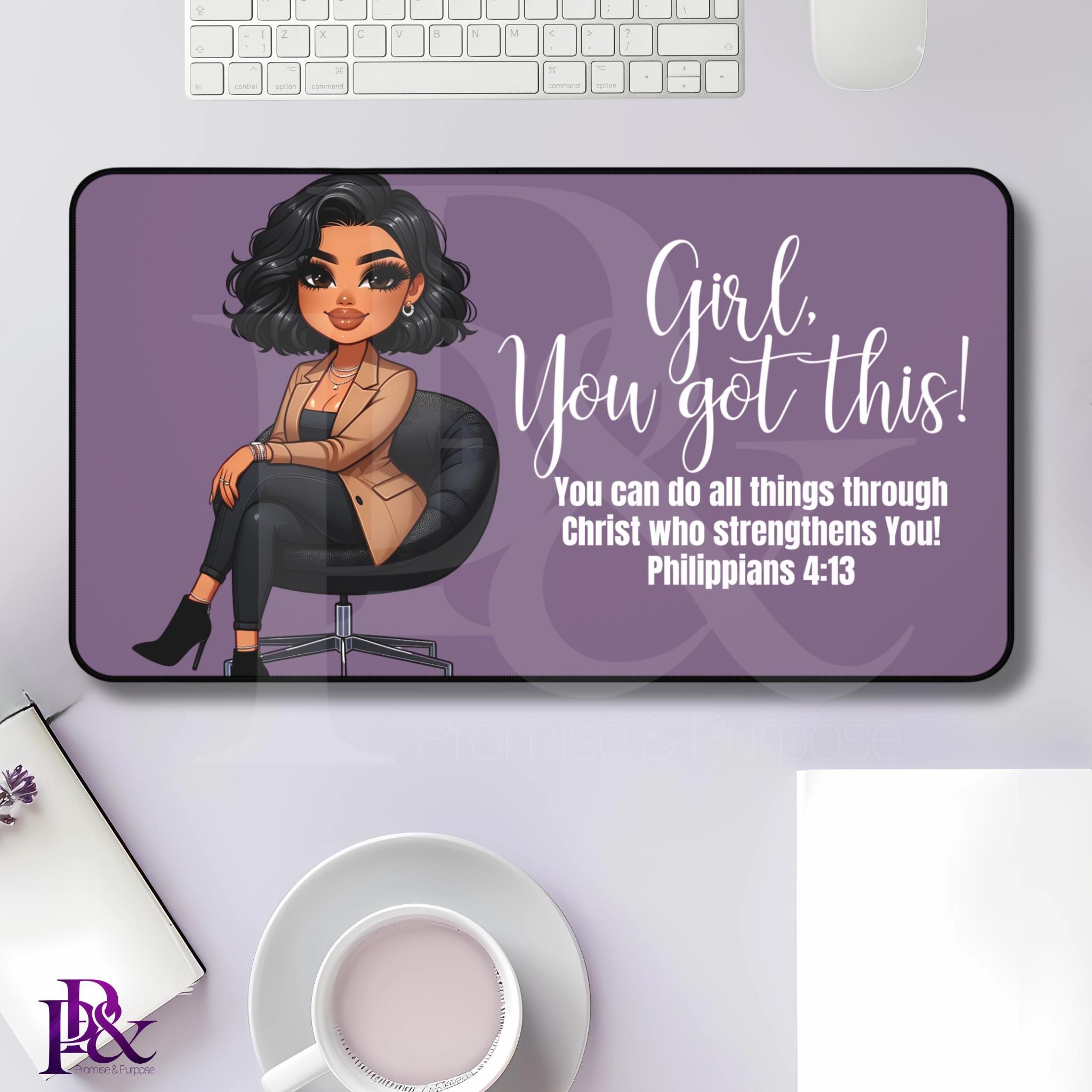 Retiring - 8-31-25 - Girl You Got This desk mat - Curly Bob Purple, Woman Desk Mat, Deskmats for Women, Deskmat, Home office decor