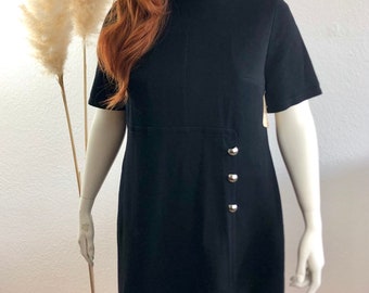 Vintage 60er Kleid Wollkleid schwarz Gr. 48/US 16