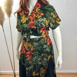 Vintage rok Hawaiiaans patroon viscose, zomerrok, hippiestijl maat. 46-48/Amerikaanse maat 14-16 afbeelding 2