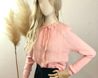 Vintage cardigan 100% virgin wool pink size. 42/US 10