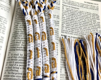 Tzitzit, Gold und Blau, Tassel, Quasten, Jewish Prayer Tassels, Geschenk für Kinder, Geschenk für Frauen, Geschenk für Passah