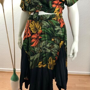 Vintage rok Hawaiiaans patroon viscose, zomerrok, hippiestijl maat. 46-48/Amerikaanse maat 14-16 afbeelding 3