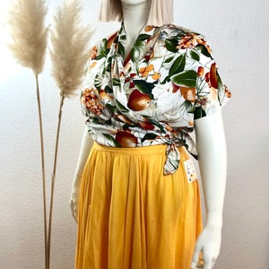 Vintage circle skirt airy summer skirt yellow size 40-42/US 8-10