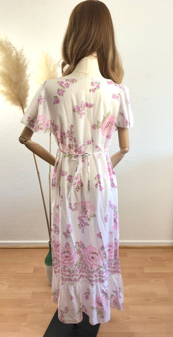 Vintage nightgown 70s flower power white/pink siz… - image 7