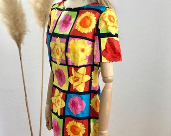 Vintage Laurel 90er Kleid Etuikleid bunt farbenfroh Gr. 36/US 4