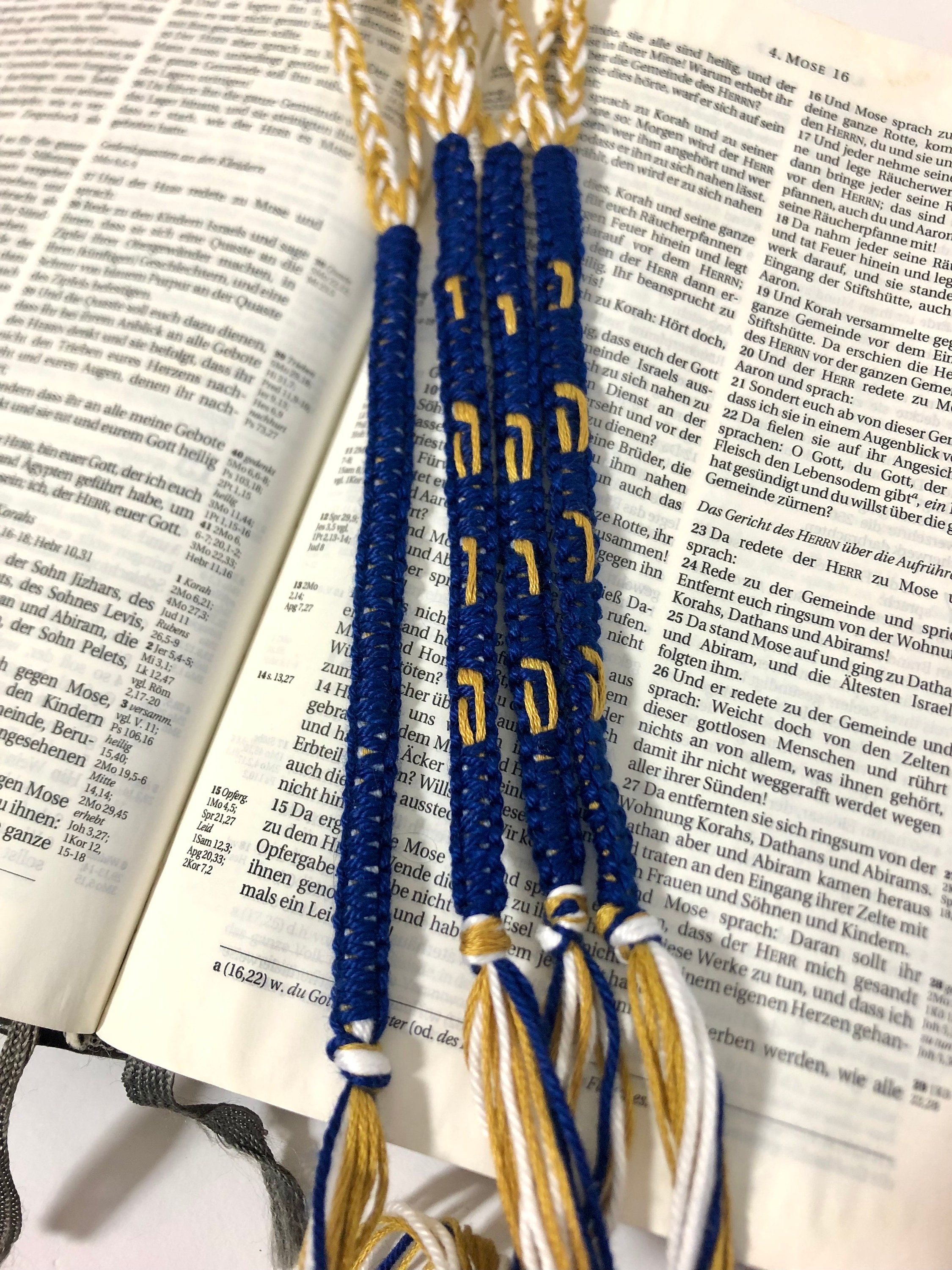 Tzitzit, Gold and Blue, Tassel, Tassels, Jewish Prayer Tassels, Gift