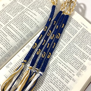 Tzitzit, dorado y azul, borla, borlas, borlas de oración judías, regalo para hombres,