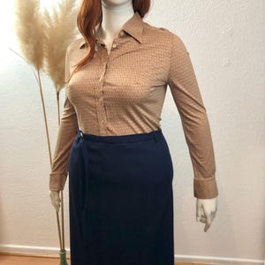 Vintage wool skirt, wrap skirt, autumn & winter skirt blue size 44-46/US 12-14