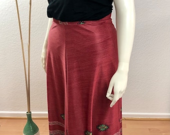 Vintage maxi skirt aztek red/green Gr. 40/US 8