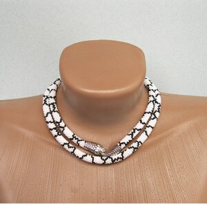 White snake Ouroboros necklace, choker