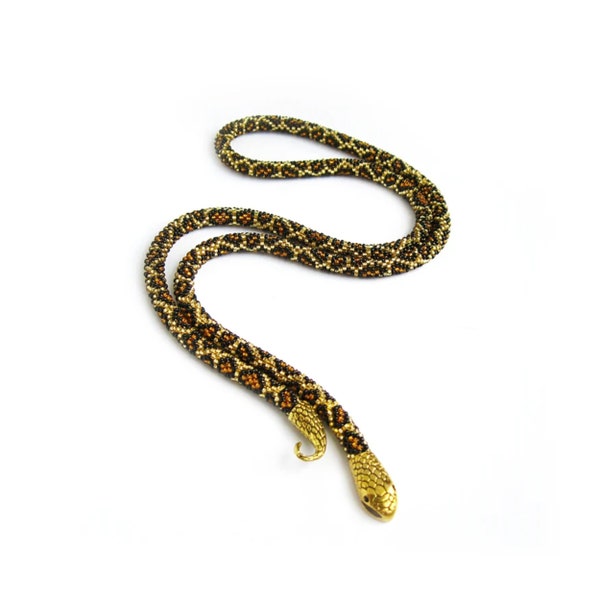 Leopard snake Ouroboros necklace, flexible statement choker