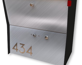 Black Locking Wall Mounted Mailbox: Mid-Century Modern Retro Design