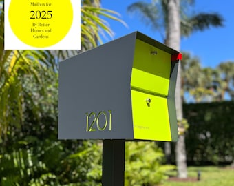 UpTown Package Box in Gray Locking Mailbox: Mid-Century Modern Package Dropbox