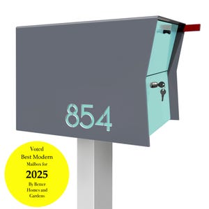 Retro Package Box in Gray Locking Mailbox: Mid-Century Modern Package Dropbox