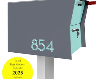 Retro Package Box in Gray Locking Mailbox: Mid-Century Modern Package Dropbox
