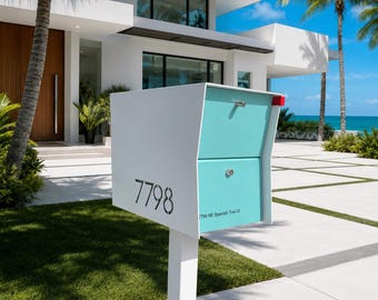 Retro Package Box in White,  Locking Mailbox: Modern, Contemporary Package Dropbox