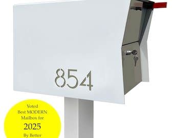 Retro Package Box in Arctic White Locking Mailbox: Mid-Century Modern Package Dropbox