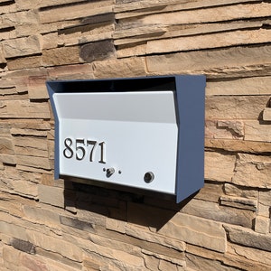 RetroBox Locking Wall Mounted Mailbox in GRAY Midcentury Modern Contemporary Retro Designed