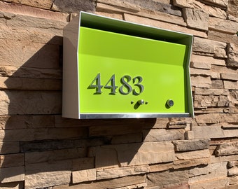 RetroBox Locking Wall Mounted Mailbox in WHITE,  Midcentury Modern Contemporary Retro Designed
