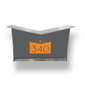 The ButterFly Box in GRAY Wall-Mounted Mailbox.  Midcentury Modern. Contemporary, Retro Designed