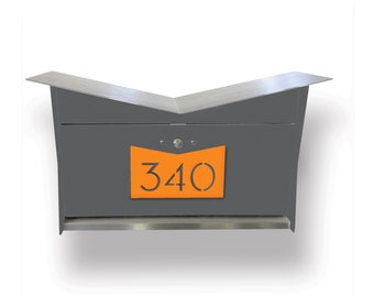 The ButterFly Box in GRAY Wall-Mounted Mailbox.  Midcentury Modern. Contemporary, Retro Designed